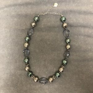 Blue and silver statement necklace